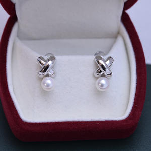 Zhuji Danshui 6-7mm White Round Strong Light Almost Flawless S925 Silver <b>Earrings</b> <b>Fine</b> Dangle Simple Design - Product Image 4