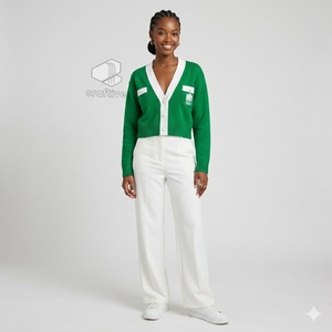 Cárdigan de la Hermandad Iota Phi Lambda para Mujer, con Escudo Bordado, Cuello en V, Botones, Tejido Acrílico, Ropa Universitaria, Prenda Exterior - Product Image 5