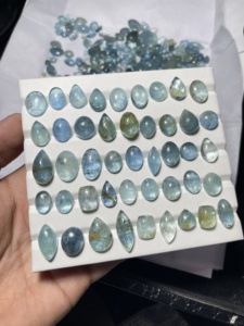 Lot de cabochons en aquamarine bleue naturelle pour la fabrication de bijoux - Product Image 4
