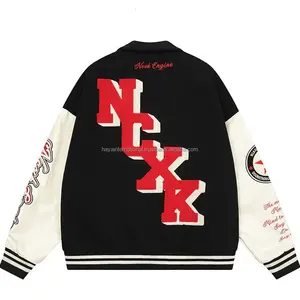 Chaqueta Universitaria Personalizada con Cuello Alto Bordado, Chaqueta de Béisbol de Lana, Ecológica, Tallas Grandes para Hombre, Fabricante OEM - Product Image 2