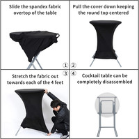 Nappes de Cocktail en Polyester de couleur unie 60/80cm, nappe extensible ronde noire d'hôtel pour fête Banquet mariage