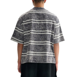 Camiseta de Hombre a Rayas de Punto, Cuello Redondo, Manga Corta, Corte Casual, Largo Regular, Diseño Estampado, Camisetas de Lujo para Hombre de Talla Grande - Product Image 3