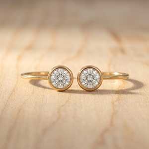 Solid Gold 10k 14k 18k Round Cut Lab Grown Diamond <b>Ear</b> <b>Ring</b> 2CT Per Pair Color E Clarity VVS Bezel Set Fine Drop Earrings - Product Image 4
