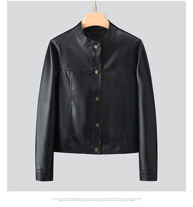 Women's Genuine Leather Eco-Friendly Finished Jacket (3 Colors) Biker Style with Zip Pockets Regular Coat for Winter - Product Image 6