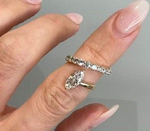 Premium marquise cut open <b>wrap</b> diamond ring featuring contemporary luxury engagement <b>bridal</b> wedding fine jewelry masterpiece - Product Image 4