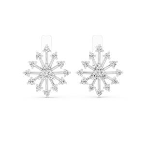 Pendientes de Aro con Diseño Floral, Diamantes Naturales de Corte Brillante, Oro de 18K, Certificados por VDS IGI |   Anillo de Diamantes Blancos de Moda para Mujer, Color H, 4.5g - Product Image 5