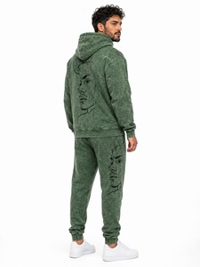 Ensemble de survêtement délavé à l'acide pour homme, deux pièces : sweat à capuche et pantalon de jogging en mélange de coton doux, idéal pour l'entraînement, la détente et le quotidien - Product Image 5