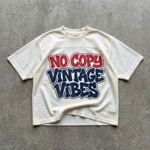 Camiseta Corta Desgastada con Efecto Descolorido para Hombre, Corte Cuadrado, Color Sólido, Algodón y Fibra de Bambú, Estilo Urbano - Product Image 4