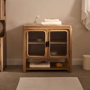 Conjunto de muebles de baño Vandana Hexa Arion de madera de acacia y vidrio - Product Image 1