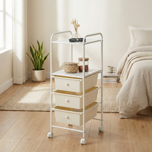 Taiwan Furniture Manufacturer 3 pp Drawers Mobility Storage Cart with 2 Metal Shelves - Product Image 3