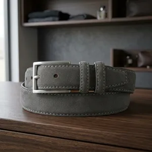 Wholesale Genuine Suede Leather Alloy 35mm Durable Handcrafted Casual Custom Logo Factory Direct Warm Tone <b>Rustic</b> Finish Premium - Product Image 6