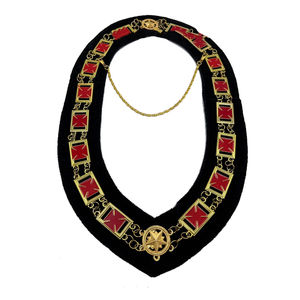 Collar de Tesorero del Rito Escocés, Regalia Masónica Personalizada en Terciopelo Granate, Collar de Oficial Bordado con Cadena, a Precio Económico - Product Image 4