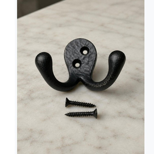 <b>Black</b> Metal Deer Antler Wall <b>Hook</b> Rustic Style Single <b>Hook</b> for Clothing Heavy-Duty Mounting with Screws - Product Image 2