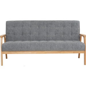 3-Seater Pet-Friendly Sofa Natural <b>Oak</b> Finish Malaysian <b>Oak</b> Solid Wood <b>Frame</b> Scratch-Resistant Fabric Couch for Families - Product Image 2