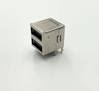 Hub USB LITECONN 2.0 à 90 degrés, entrée supérieure DIP, adaptateur connecteur femelle 2x1, type RJ45, conforme RoHS, terminaison à souder PA46