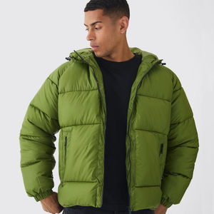 Nouvelle Veste Homme Matelassée en Duvet Style Funnel Neck Kaki avec Col Montant et Poches Zippées – Design Personnalisé - Product Image 1