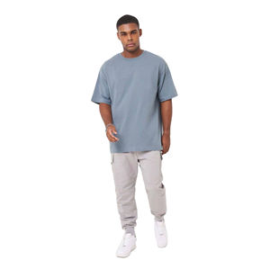Camiseta Oversize de Algodón 100% para Hombre, Hombros Caídos, Jersey Sólido, Diseño Personalizado, Tejido Pesado, Estampado Liso, Transpirable - Product Image 1