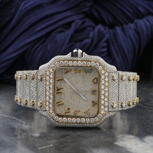 Iced Out Moissanite <b>Watch</b> Two Tone Gold Silver Arabic Dial Hip Hop Jewellery Luxury Bustdown Statement <b>Watch</b> - Product Image 1