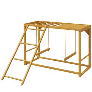 Set Altalena Giallo in Legno per Pollaio con Più Posatoi e Scala per Galline per la Cura del Pollame - Product Image 1