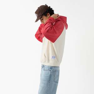 Sweat-shirt à capuche pour homme, manches raglan, coupe ample, 100% coton molletonné, couleur unie, style décontracté, automne - Product Image 3