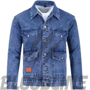 BLOODLINE INTERNATIONAL Women's Denim <b>Trucker</b> <b>Jacket</b> Full Sleeve Button Collar Washed Solid Blue Cotton Winter Regular Fit Patch - Product Image 5