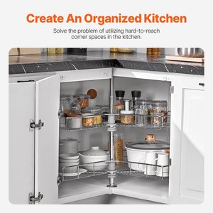 Organizzatore per Mobile da Cucina a Forma di Reni da 31,5 Pollici, Cromato, Girevole a 360 Gradi, a 2 Livelli, Regolabile in Altezza, Adatto ai Bambini - Product Image 2