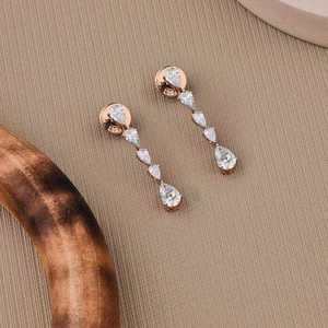 Luxury Pear Cut Moissanite Tennis <b>Necklace</b> Set 925 Sterling Silver Rose Gold Plated Bridal Jewelry Set VVS <b>D</b> Color Diamond - Product Image 4