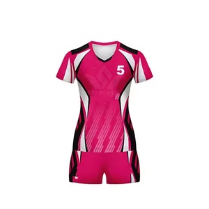 Women's Pink Geometric <b>Volleyball</b> Jersey <b>Set</b> Short Sleeve Sublimated Moisture Wicking Fitted All Seasons Athletic Wear - Product Image 6