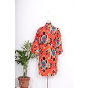 Chemise Kimono Longue Bohème Indienne pour Femme – Vêtement de Nuit Élégant en Coton avec Ceinture à Nouer et Boutons Décoratifs – Coupe Ample et Confortable - Product Image 6