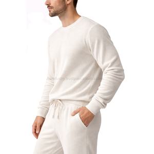 Conjuntos de ropa exterior informal cálida de invierno para hombre Samavia |   Traje de 2 Piezas en Tejido Transpirable de Waffle |   Suéteres con Patrón Sólido en la Parte Delantera - Product Image 3