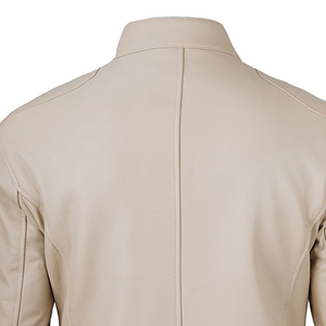 Blouson Moto en Cuir PU Beige pour Homme, Col Montant, Coupe Slim, Hiver, Respirant sur le Devant - Product Image 4
