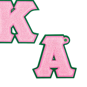 Pink and Green Greek Letter Chenille Patch Set of 3 Varsity Style Embroidered Applique <b>Badges</b> for Jackets Hoodies Bags - Product Image 2