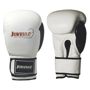 Gants de boxe en cuir véritable blancs et noirs, à doigts entiers, légers, respirants et de haute qualité pour adultes – Vente en gros à prix réduit - Product Image 1