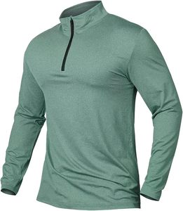 Diseñado para entrenamientos activos en el gimnasio y para correr, con un estilo ajustado y tejido transpirable que absorbe la humedad, con cremallera de un cuarto. - Product Image 1