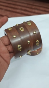 Handmade Luxury Wood Bangles Polished Finish Embossing Printed Fashion Jewelry Bracelets for Women Party Wear Gifts India - Product Image 4