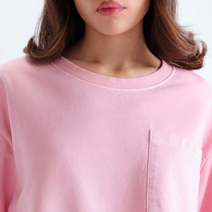 T-shirt pour femme en coton 100% rose, col rond, manches courtes, coupe classique, décontracté, avec poche, toutes saisons, séchage rapide, respirant - Product Image 3