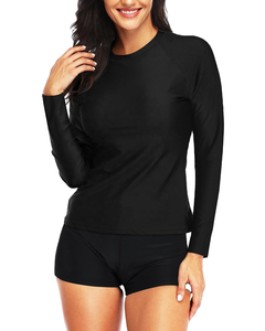 Summer Fashion Two Piece Long Sleeve <b>Bathing</b> Suits Women Swimsuit Top With High Waist Bottom Set 2026 with Oem Service - Product Image 5