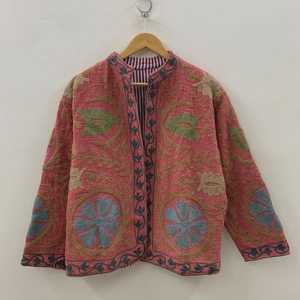 เสื้อแจ็คเก็ตถักลายดอกไม้สไตล์โบฮีเมียน ปักลาย คอจีน แขนยาว ทรงหลวม สวมใส่สบายๆ สำหรับฤดูใบไม้ผลิ ลายสีเขียวแดง - Product Image 3