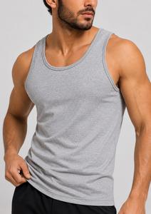 Débardeur tricoté gris uni tendance pour homme, style décontracté et sportif, 100 % coton, séchage rapide, respirant, ODM - Product Image 6