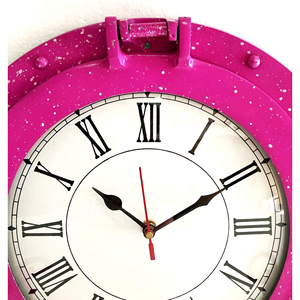 Horloge de hublot rose patinée, horloge murale vintage nautique, horloge décorative marine, horloge ronde maritime, décoration intérieure pour salon - Product Image 3