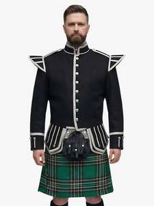 Veste doublette écossaise noire pour homme, uniforme de tambour-major de fanfare - Product Image 4