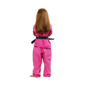 Uniforme de Karate Rosa para Niñas FIVE B, 100% Algodón, Duradero, Teñido Liso, Corte Regular, con Cinturón Negro, Ropa de Artes Marciales para Niños - Product Image 3