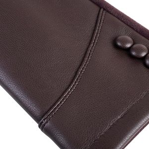 Gants tactiles en cuir marron, longueur poignet, doublure polyester, usage quotidien, chauds pour l'hiver, style uni - Product Image 4