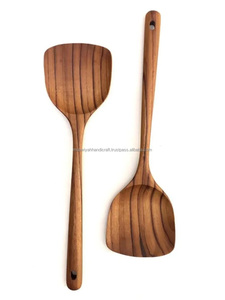 Espátula de cocina de madera hecha a mano de alta calidad, utensilio de mango largo, cuchara de madera, espátula para cocinar, Cocina, Restaurante, uso - Product Image 4