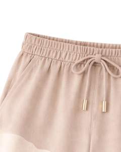 Customized Womens Beige Landscape Print Two Piece Co Ord Set <b>Short</b> Sleeve Button Shirt With <b>Wide</b> <b>Leg</b> Pants Casual Summer Wear - Product Image 4