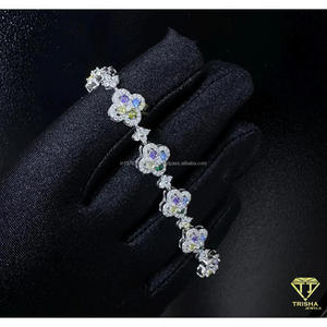 Multicolor Floral Lab Grown Tennis Bracelet in 925 Sterling Silver with Brilliant Cut Stones IGI Certified for <b>Men</b>/Women/Unisex - Product Image 1