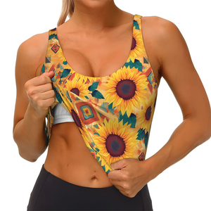 Sujetador Deportivo para Mujer con Estampado de Girasoles por Sublimación, Transpirable, de Alta Sujeción, Elástico en Cuatro Direcciones, para Yoga, Gimnasio y Deportes - Product Image 6
