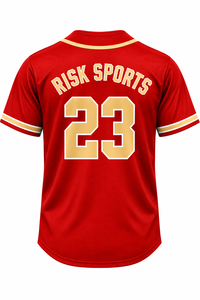 Camiseta de Béisbol Roja Personalizada RISK SPORTS 100% Poliéster con Botones al Frente, Manga Corta, Secado Rápido, Transpirable, Uniforme Deportivo de Softbol - Product Image 2