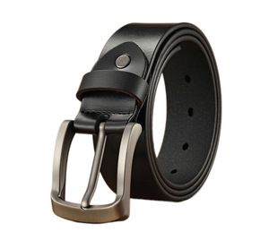 Cinturón de Cuero Genuino de Piel de Vaca para Hombre con Hebilla de Acero, Transpirable e Impermeable, Cinturón Casual de Trabajo para Hombre - Product Image 1