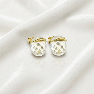 Boucles d'oreilles en cristal de quartz Ratnarachit, plaquées or 18 carats, en laiton, forme géométrique, serties de pierres précieuses, bijoux de fiançailles pour femmes - Product Image 6